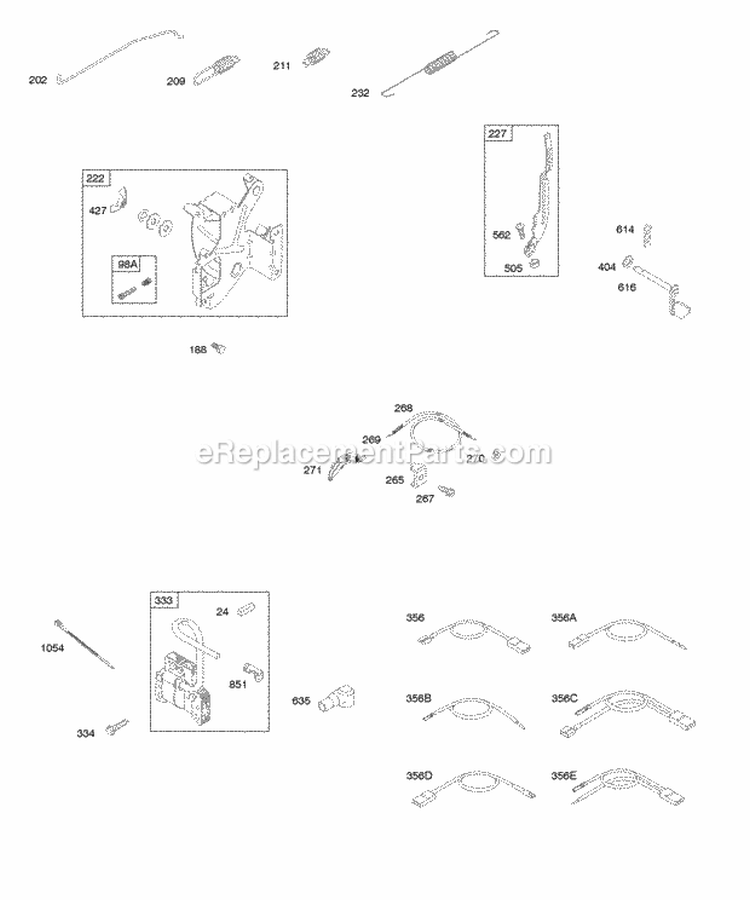 Controls Governor Spring Ignition Diagram and Parts List for 093412-0011-01  Briggs and Stratton Engine